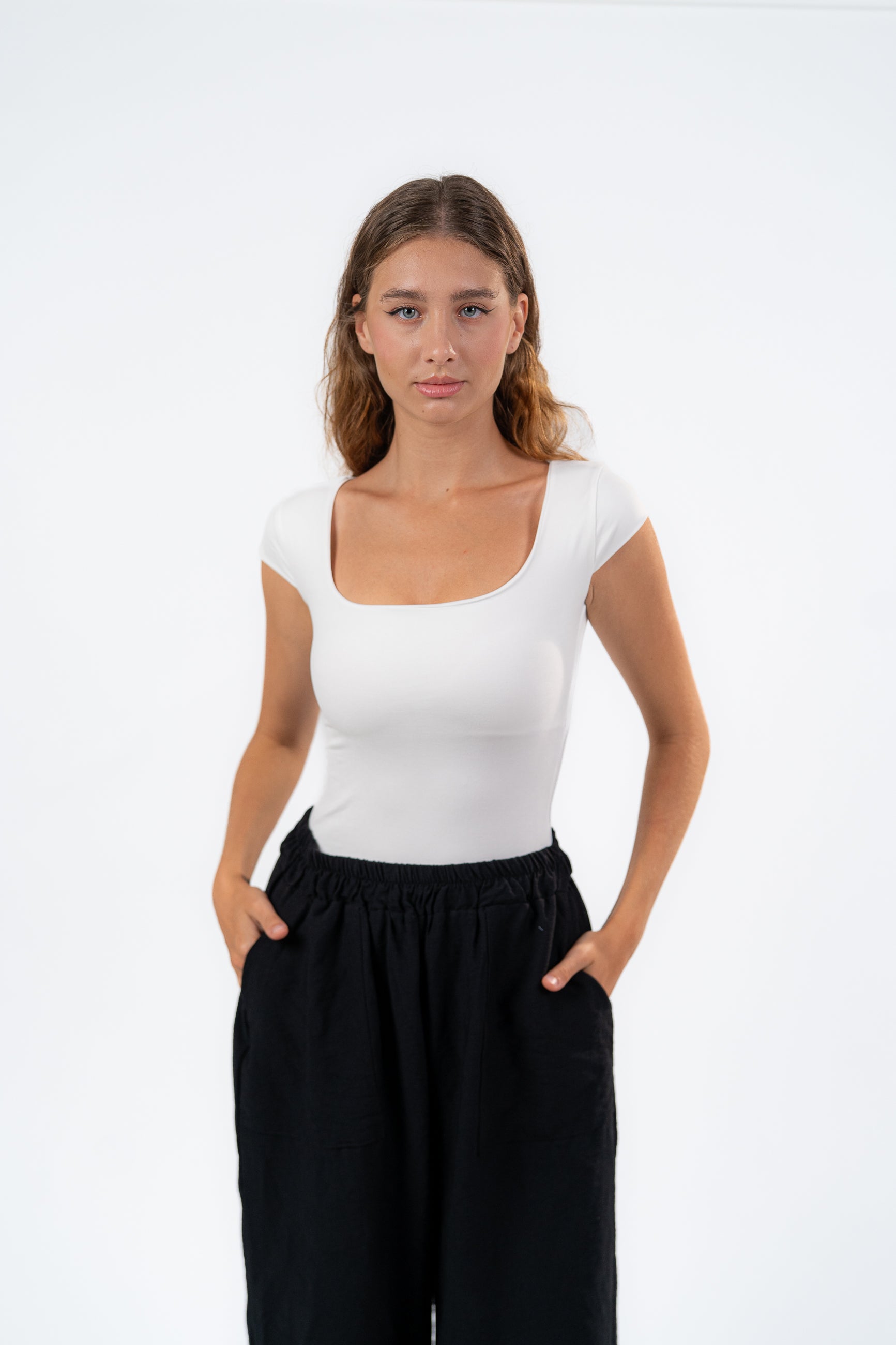 MICROFIBER SQUARE NECK TOP