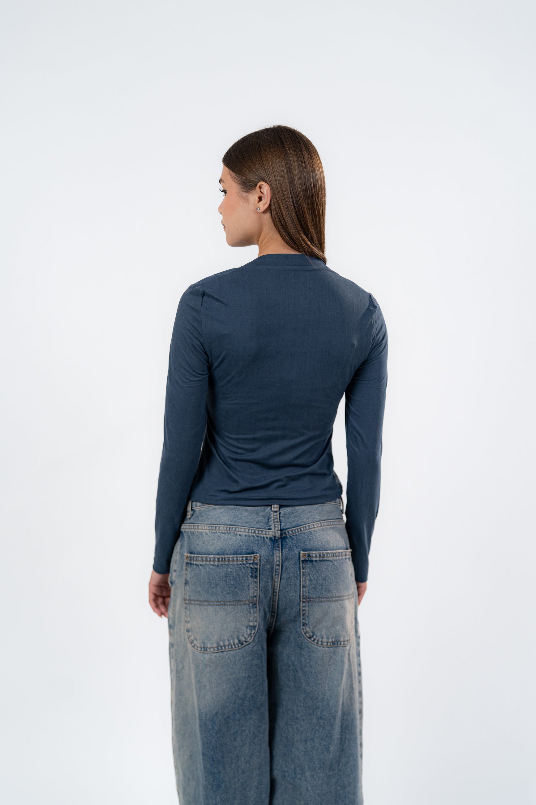 SQUARE NECK LONG SLEEVE-TOP