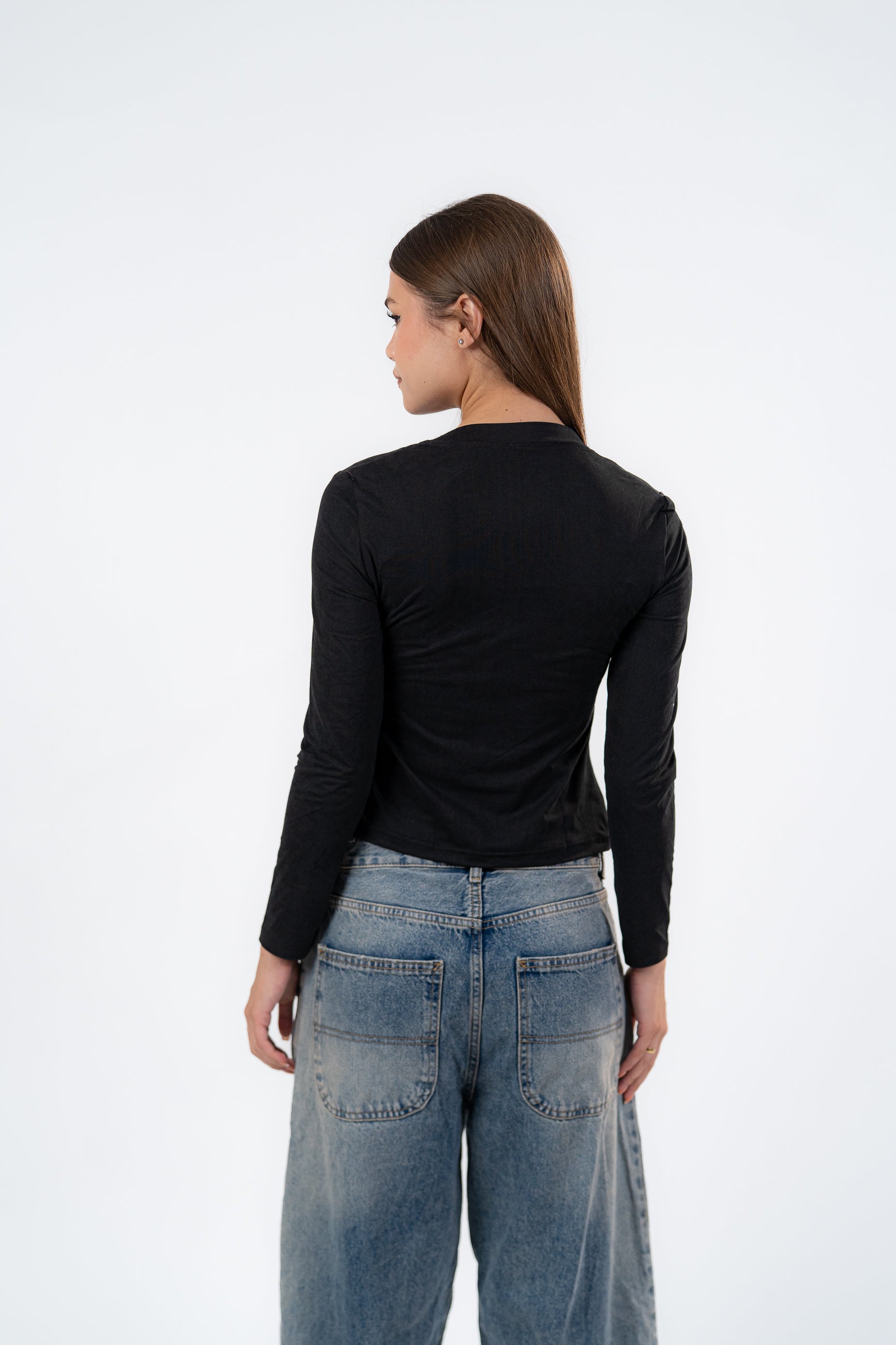 SQUARE NECK LONG SLEEVE-TOP