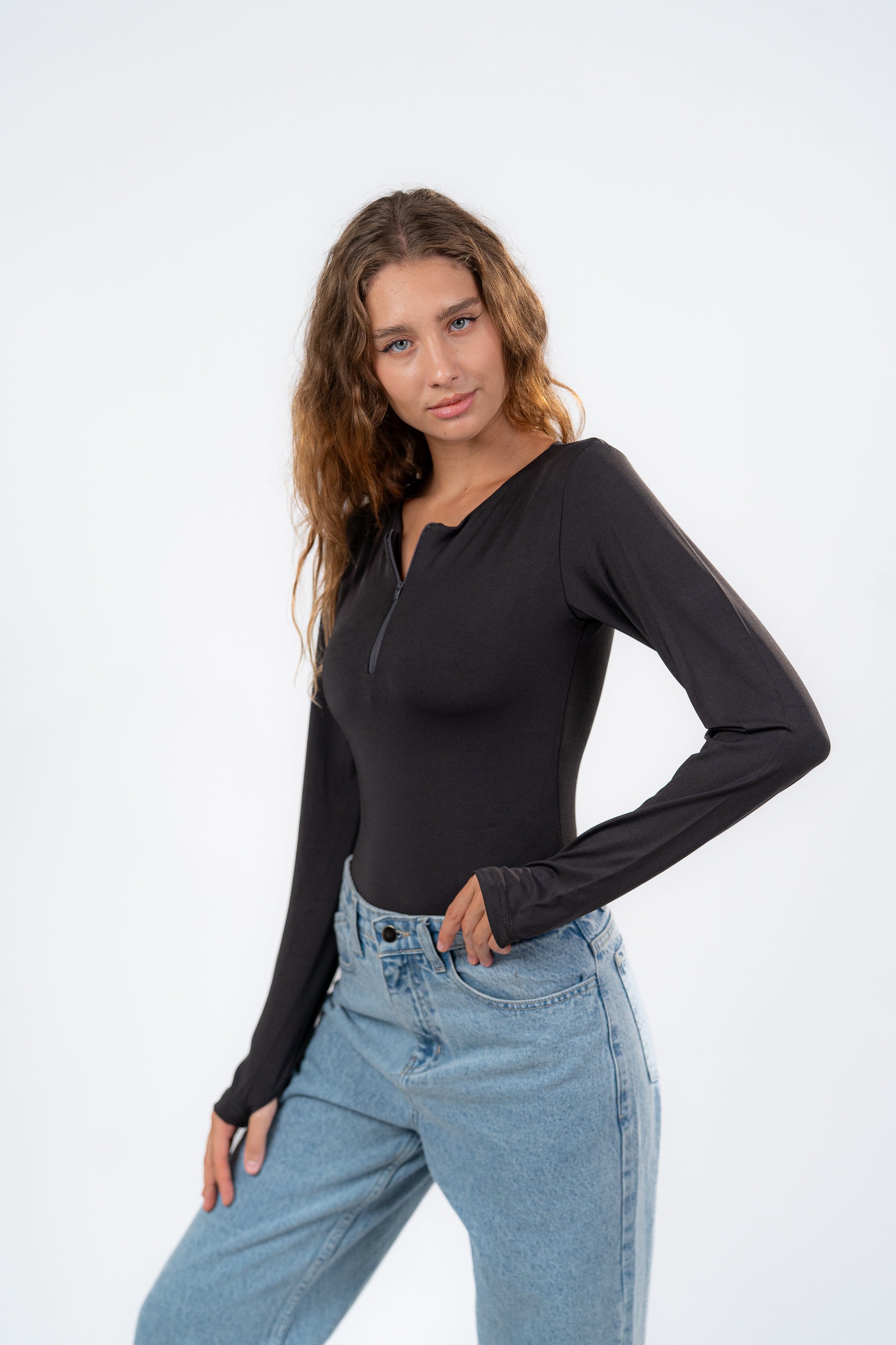 ZIPPER LONG SLEEVE BODYSUIT