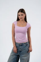 MICROFIBER SQUARE NECK TOP