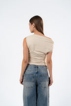 ONE SHOULDER RUSHED ASYMMETRICAL TOP