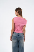 ONE SHOULDER RUSHED ASYMMETRICAL TOP