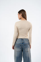 SQUARE NECK LONG SLEEVE-TOP