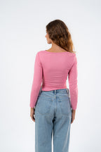ASYMMETRICAL NECK LONG SLEEVE-TOP