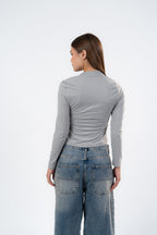 SQUARE NECK LONG SLEEVE-TOP