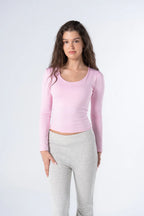 SQUARE NECK LONG SLEEVE-TOP