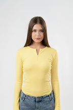 ZIPPER LONG SLEEVE BODYSUIT-ELASTIC