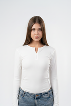 ZIPPER LONG SLEEVE BODYSUIT-ELASTIC